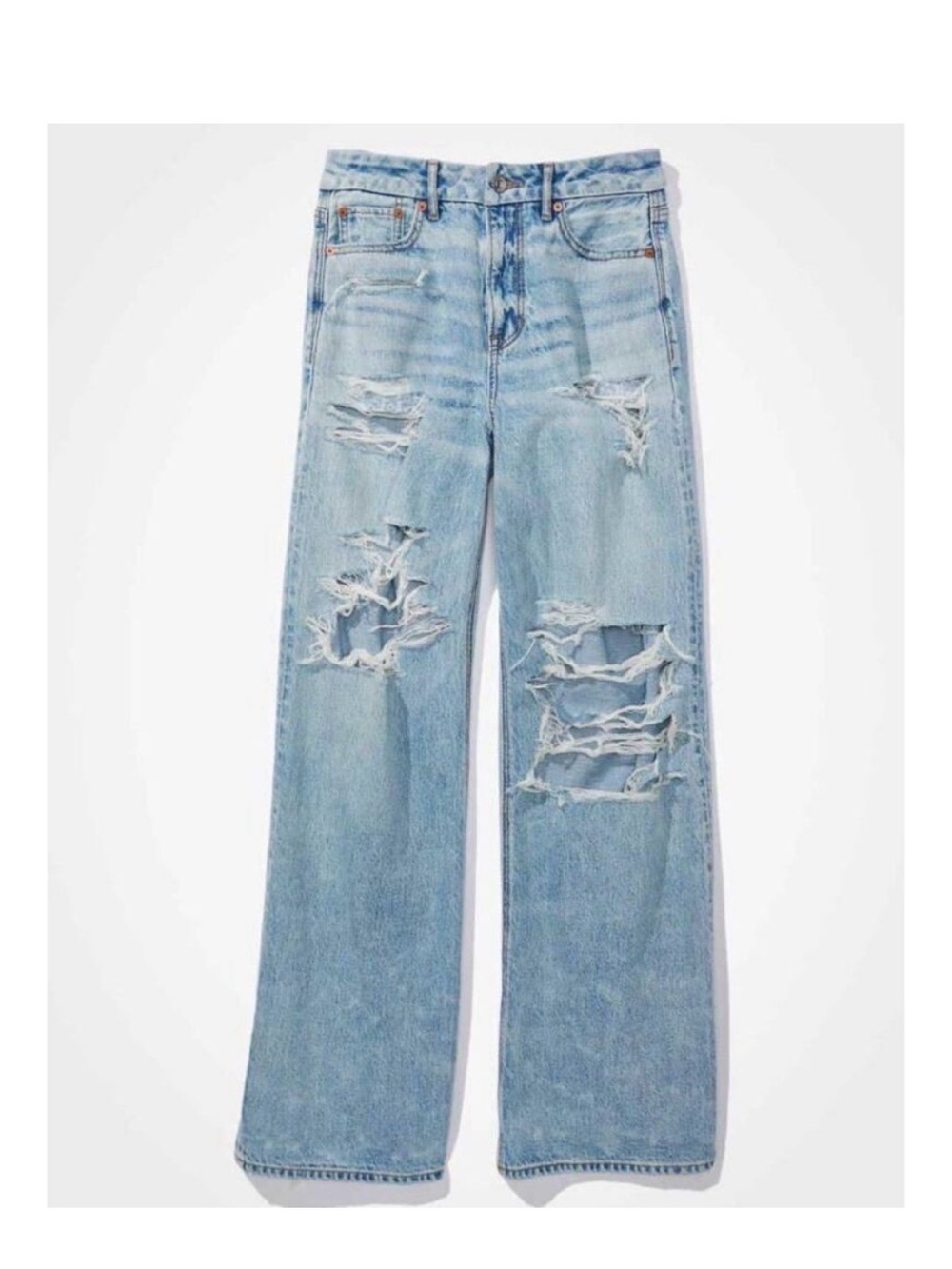 AE strigid ripped curvy super high-waisted baggy wide legged jean - Picture 3 of 3